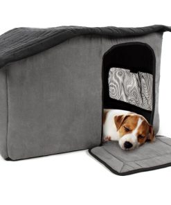 Portable, Soft Sided Indoor Pet Shelter - Gray